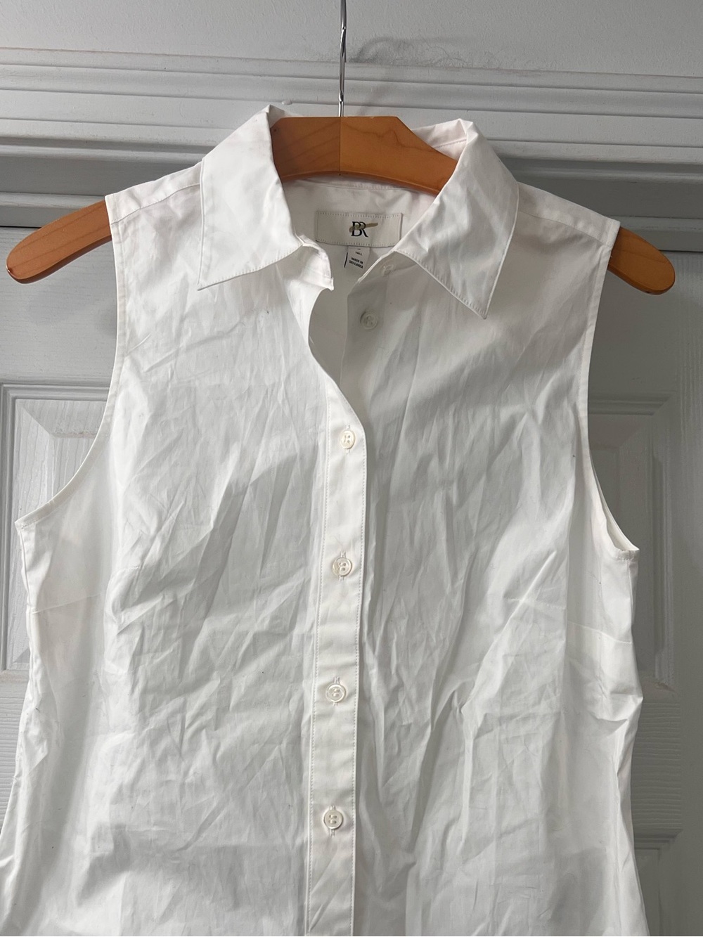 Banana Republic Sleeveless Riley White Button-Down Collared Top Sz6 Tall - Picture 3 of 5
